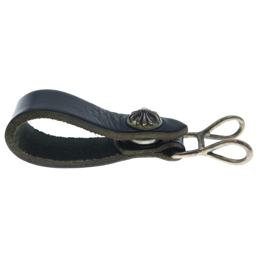 CHROME HEARTS(クロムハーツ) BELT LOOP クロスボールボタンレザーベルトループ シルバー/ブラック BCA397