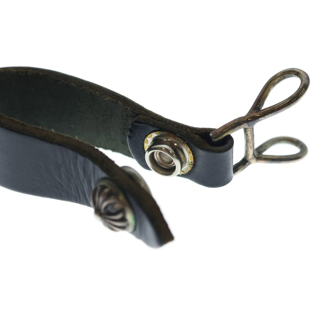 CHROME HEARTS(クロムハーツ) BELT LOOP クロスボールボタンレザーベルトループ シルバー/ブラック BCA397