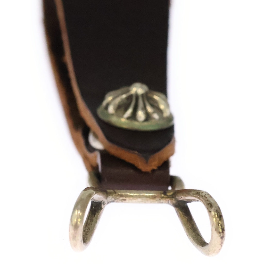 CHROME HEARTS(クロムハーツ) BELT LOOP クロスボールボタンレザーベルトループ シルバー/ブラウン BCA397