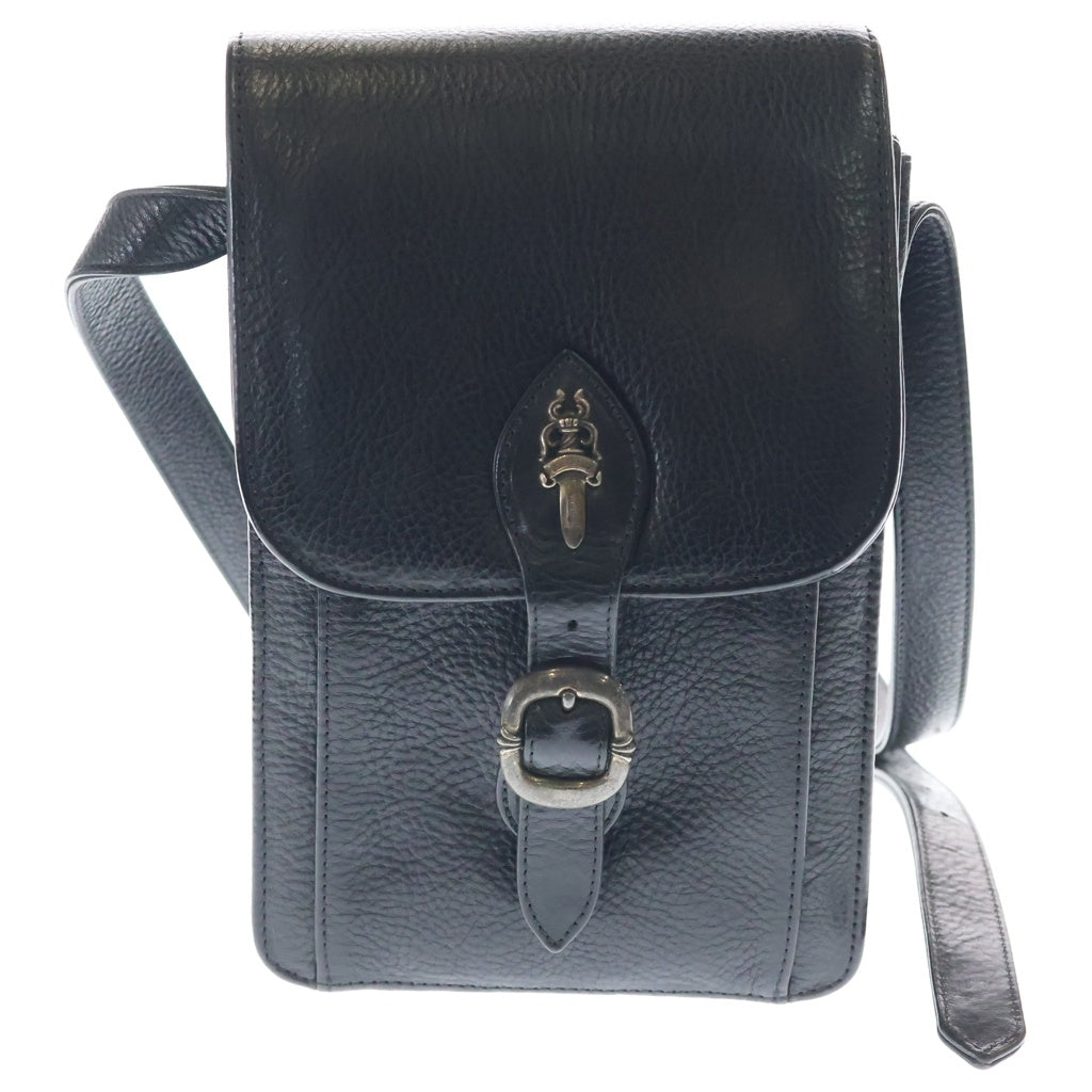 CHROME HEARTS(クロムハーツ) DAGGER FLAP ダガー装飾 フラップ レザーショルダーバッグ ブラック レディース