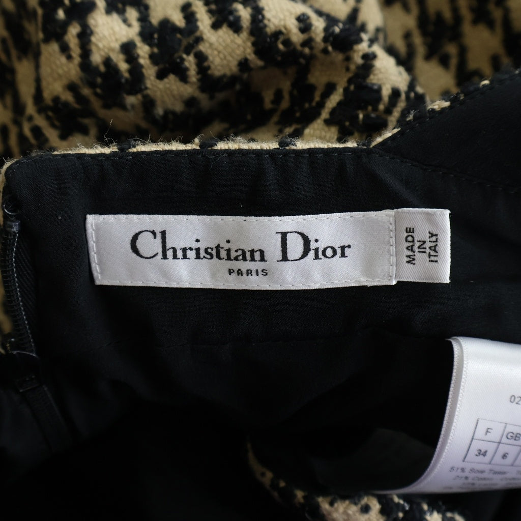 Christian Dior(クリスチャンディオール) 千鳥格子 ミニワンピース ブラウン 021B31A7722 レディース