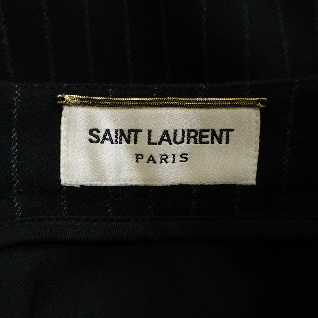SAINT LAURENT PARIS(サンローランパリ) ウールシルクストライプ ミニスカート ブラック 580279 Y127W レディース
