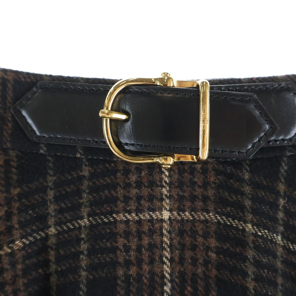 CELINE(セリーヌ) 21AW 90'S バックル付きベルト フランネル チェック ミディスカート 34 2J388344P レディース