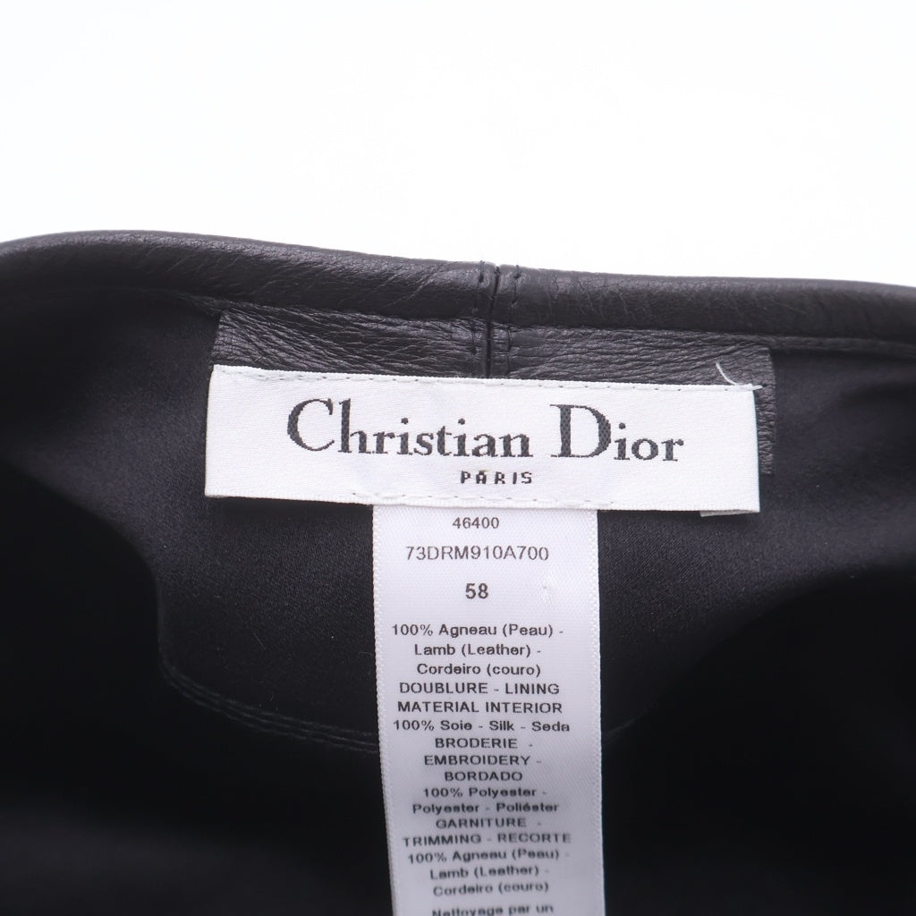 Christian Dior(クリスチャンディオール) 17AW ロゴプレート レザーベレー帽 ブラック 73DRM910A700 レディース