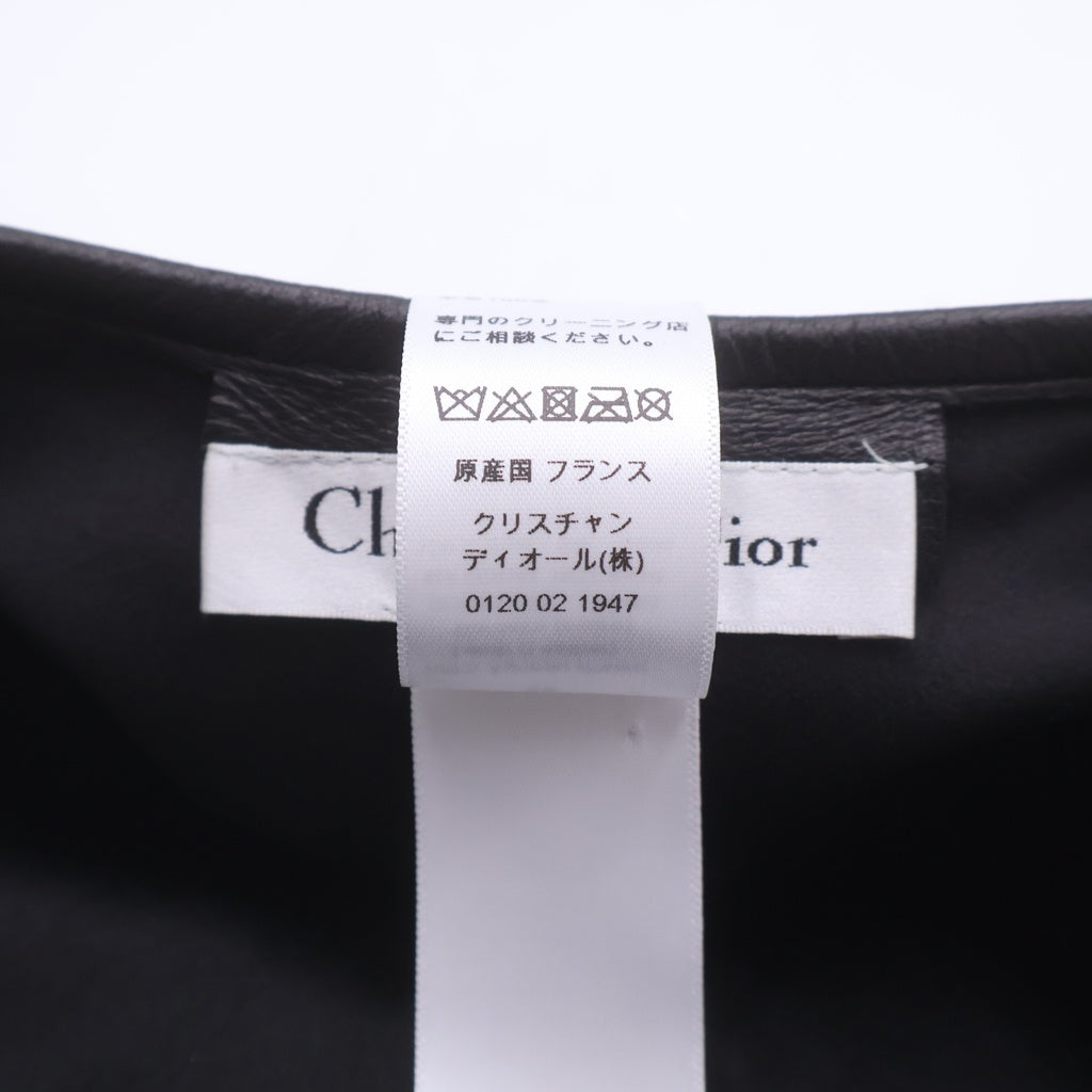 Christian Dior(クリスチャンディオール) 17AW ロゴプレート レザーベレー帽 ブラック 73DRM910A700 レディース