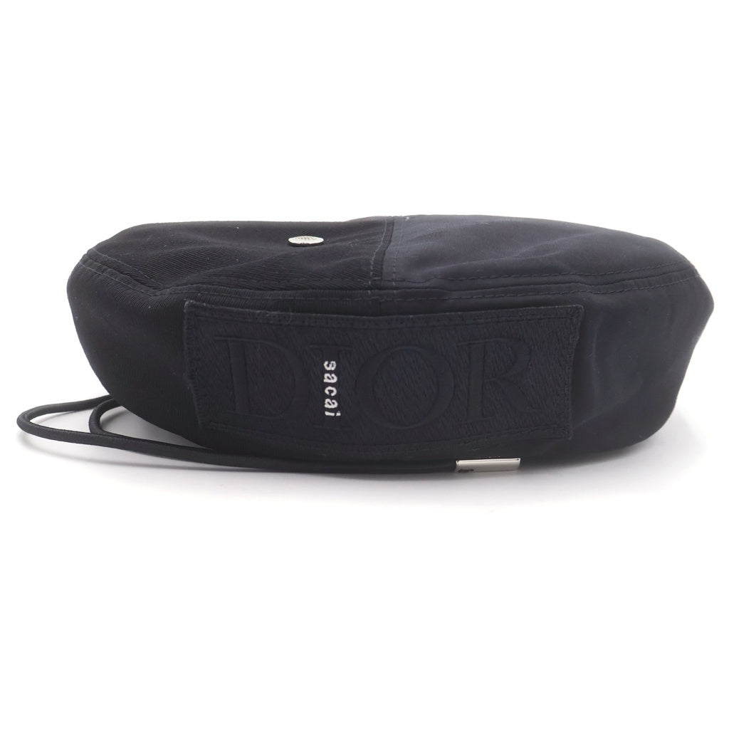 DIOR(ディオール) ×sacai Beret Cotton Faille 213C901A4451 コットン ファイユ ベレー帽 ブラック レディース