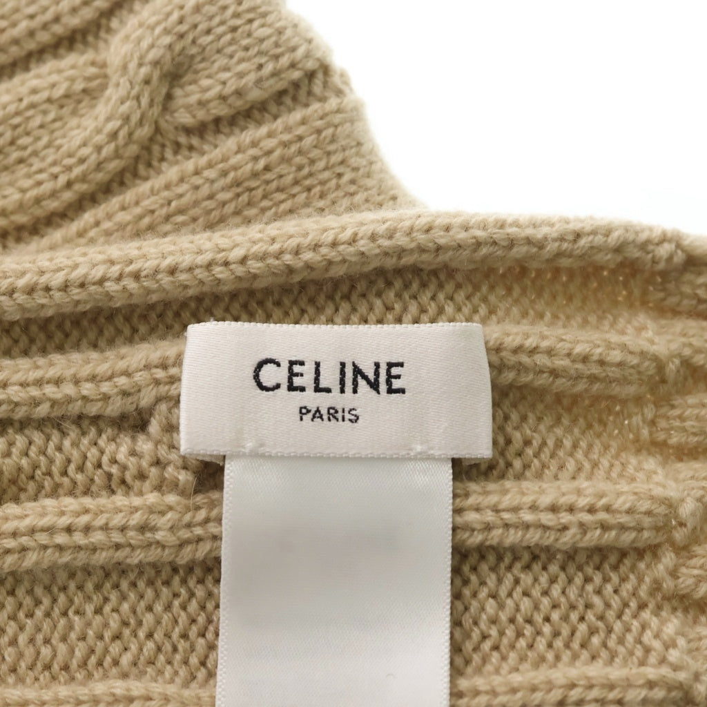 CELINE(セリーヌ) ワンポイントロゴ ケーブルニット カシミア マフラー ベージュ 29GAE362W レディース