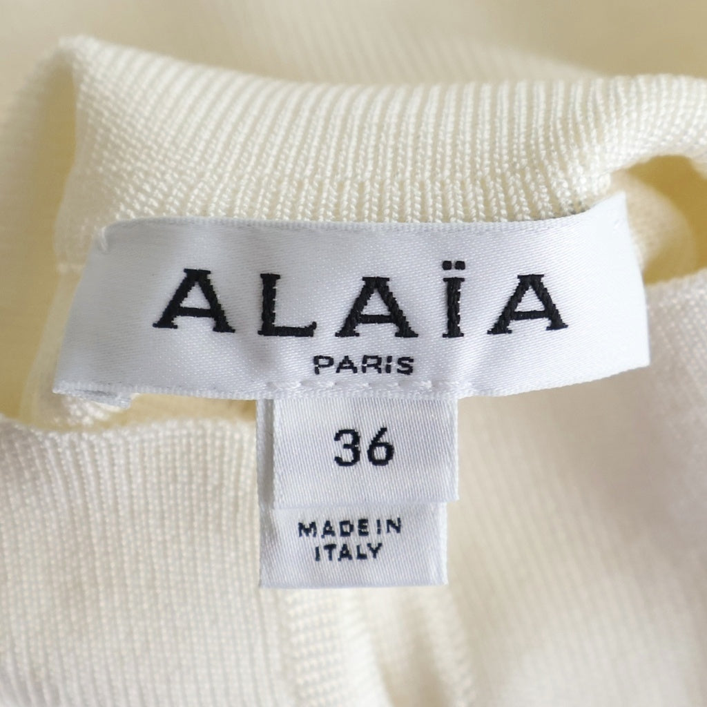 ALAIA(アライア) リブニット クロップド カーディガン ホワイト AA9S02234M712 レディース