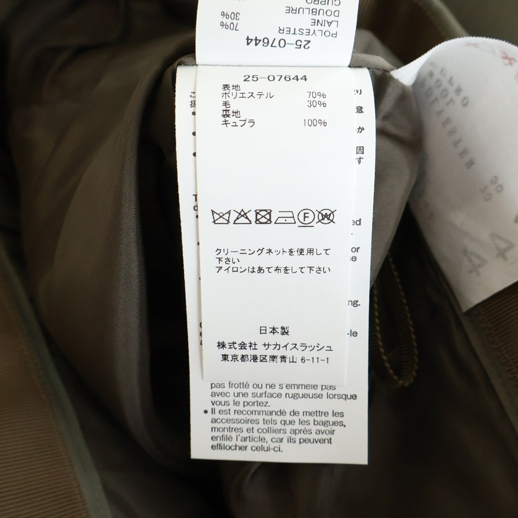 Sacai(サカイ) 25SS Suiting Shorts 25-07644 スーチング プリーツ ショーツ ハーフパンツ レディース カーキ