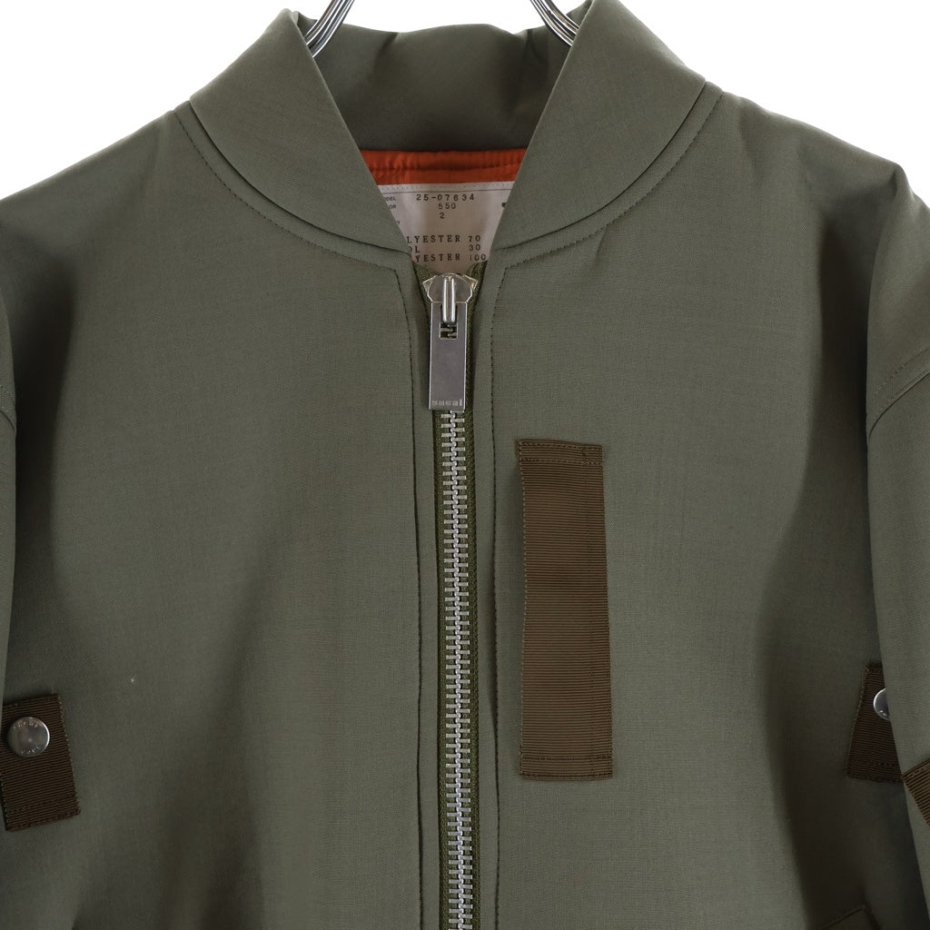 Sacai(サカイ) 25SS Suiting Bonding Blouson 25-07634 スーチング ボンディング ブルゾンジャケット カーキ