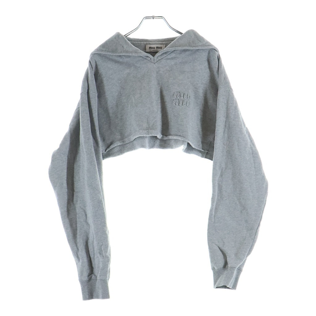 miumiu(ミュウミュウ) 23AW ロゴクロップド スウェットトレーナー レディース MJL869 102J グレー