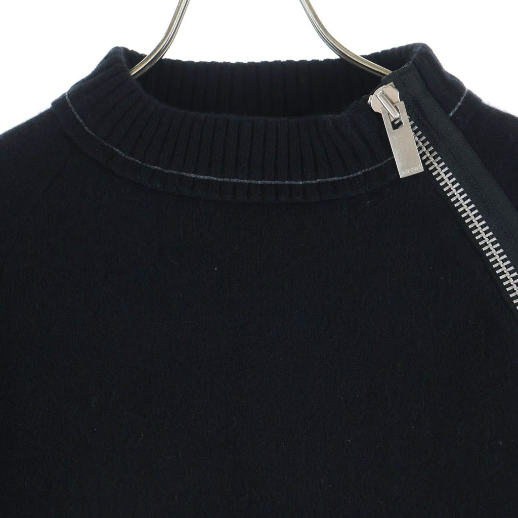 Sacai(サカイ) カシミア ジップデザイン ニット ブラック SCW-090 レディース