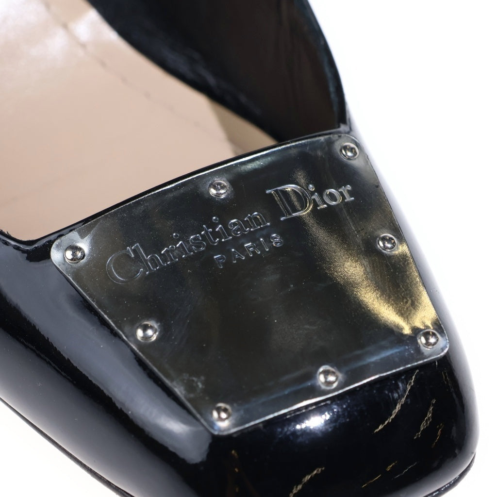 Christian Dior(クリスチャンディオール) スクエアトゥ パテントレザー ヒールパンプス レディース ブラック