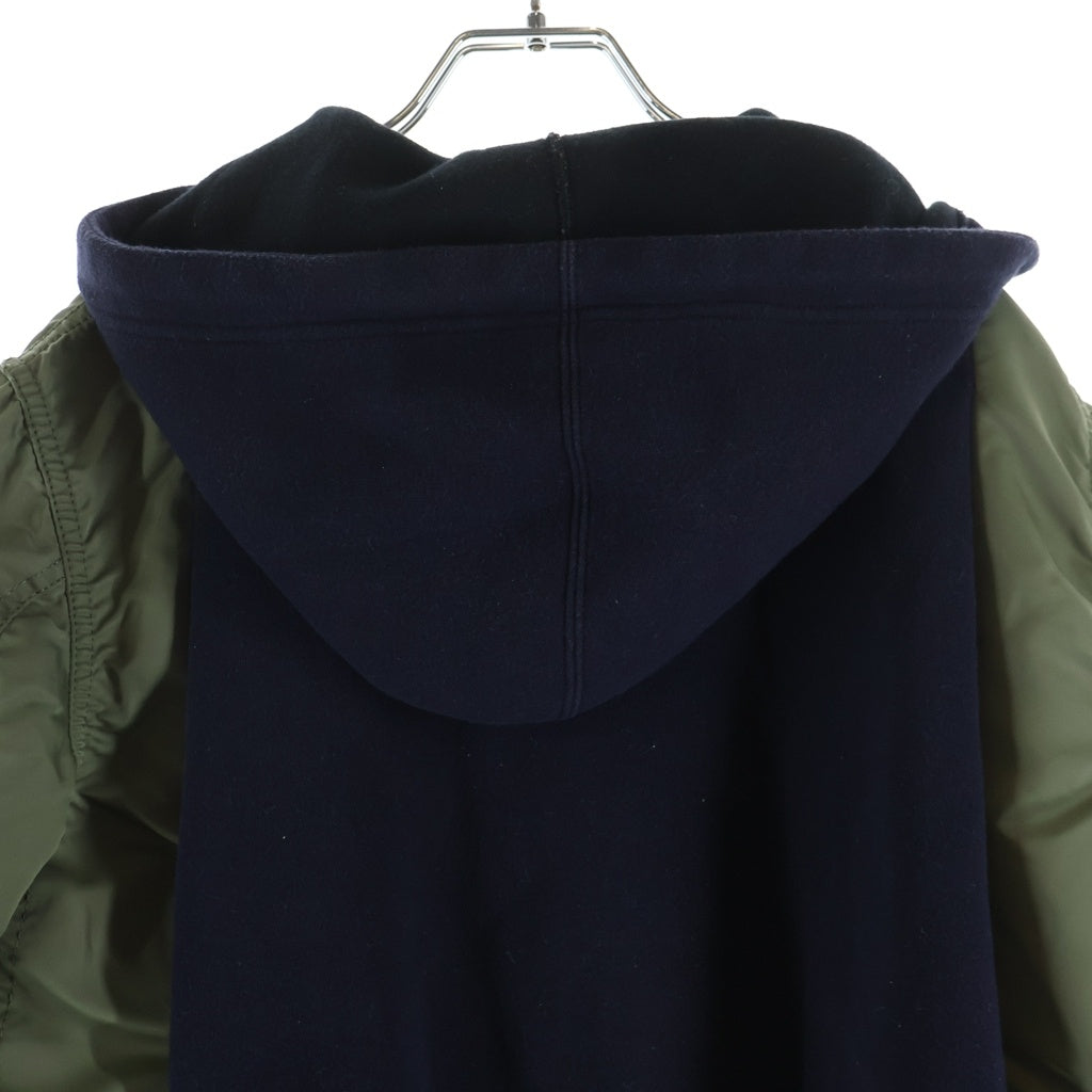 Sacai(サカイ) Nylon Twill Sponge Sweat Hoodie 25-07685 ナイロンツイル スポンジスウェット ジップアップフーディーパーカー ネイビー/カーキ レディース