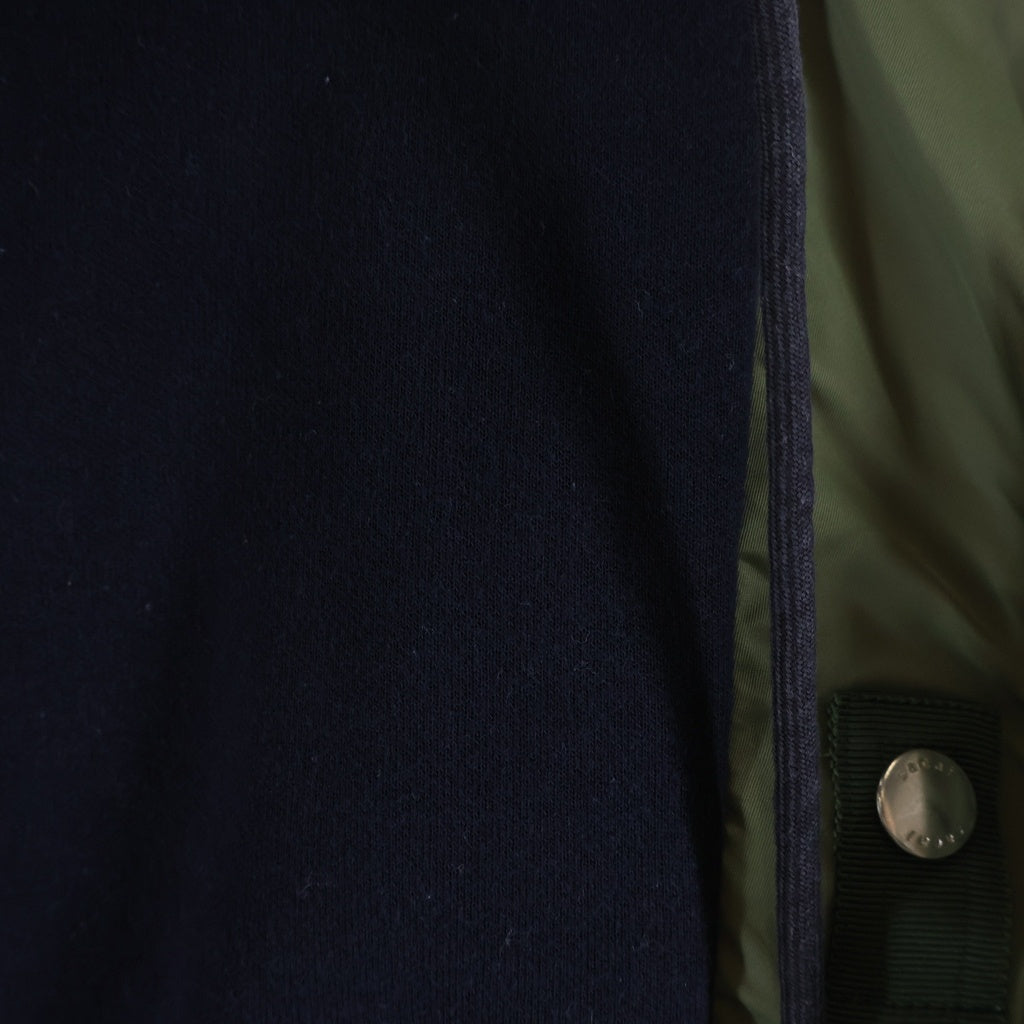 Sacai(サカイ) Nylon Twill Sponge Sweat Hoodie 25-07685 ナイロンツイル スポンジスウェット ジップアップフーディーパーカー ネイビー/カーキ レディース