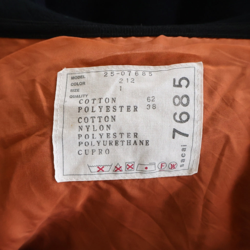 Sacai(サカイ) Nylon Twill Sponge Sweat Hoodie 25-07685 ナイロンツイル スポンジスウェット ジップアップフーディーパーカー ネイビー/カーキ レディース