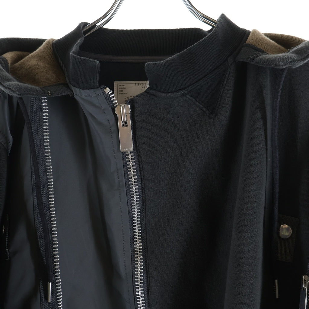 Sacai(サカイ) 23AW Sponge Sweat Hoodie 23-06872 スポンジスウェットジップアップパーカー レディース グレー
