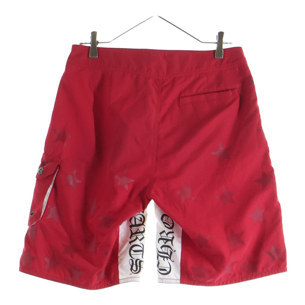 CHROME HEARTS(クロムハーツ) Cross Leather Patch Star Print Swim Pants クロス レザーパッチ スタープリント スウィムパンツ レッド