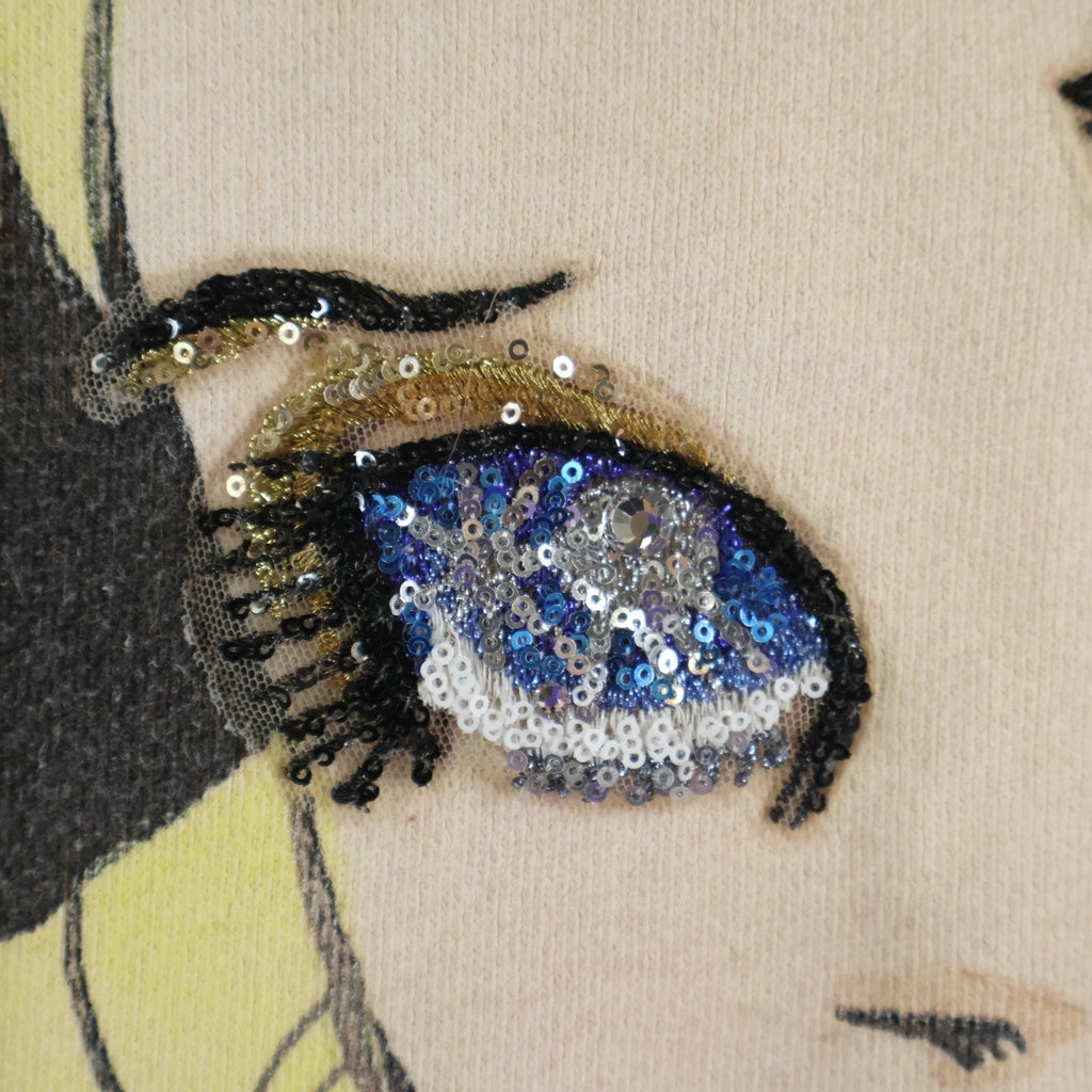GUCCI(グッチ) Sweatshirt 井出ちかえ スパンコール装飾クルーネックスウェットトレーナー アイボリー 539088 X916B