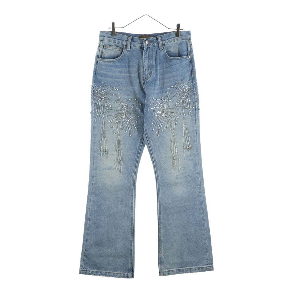 BIRTH OF ROYAL CHILD(バースオブロイヤルチャイルド) Fireworks Washed Denim スパンコール装飾 デニムパンツ インディゴ