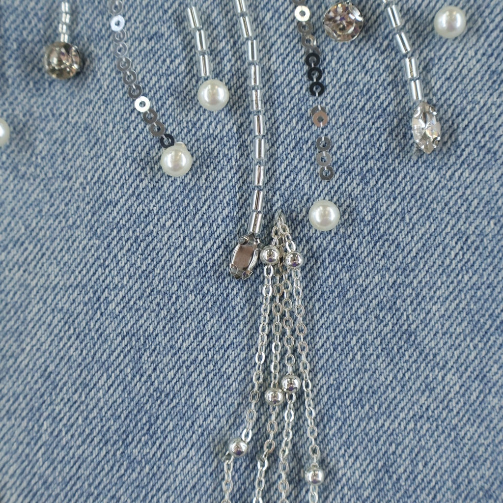 BIRTH OF ROYAL CHILD(バースオブロイヤルチャイルド) Fireworks Washed Denim スパンコール装飾 デニムパンツ インディゴ