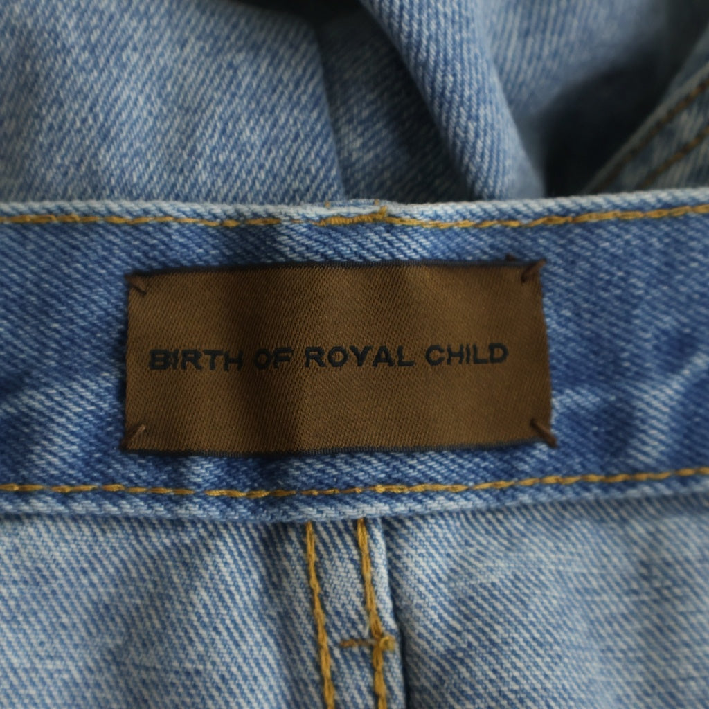 BIRTH OF ROYAL CHILD(バースオブロイヤルチャイルド) Fireworks Washed Denim スパンコール装飾 デニムパンツ インディゴ