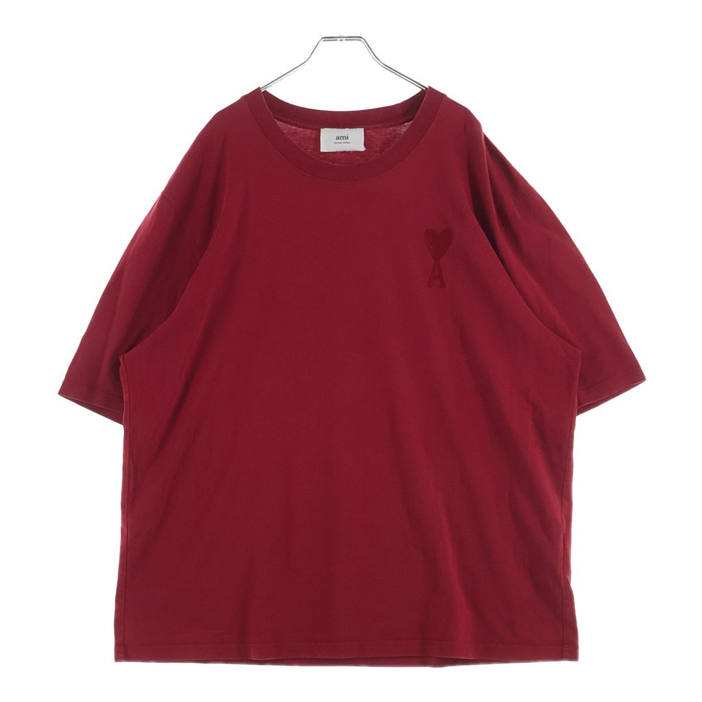 AMI Alexandre Mattiussi(アミアレクサンドルマテュッシ) T-Shirt ハートロゴ刺繍 半袖Tシャツ レッド UTS002.726