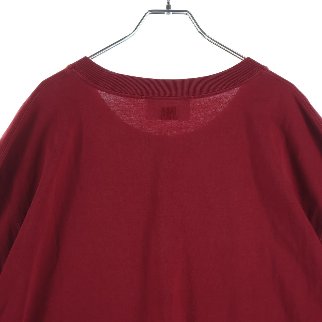 AMI Alexandre Mattiussi(アミアレクサンドルマテュッシ) T-Shirt ハートロゴ刺繍 半袖Tシャツ レッド UTS002.726