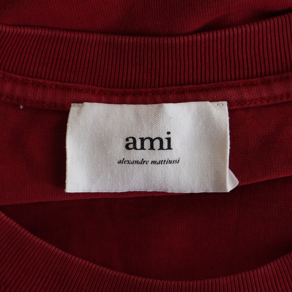 AMI Alexandre Mattiussi(アミアレクサンドルマテュッシ) T-Shirt ハートロゴ刺繍 半袖Tシャツ レッド UTS002.726