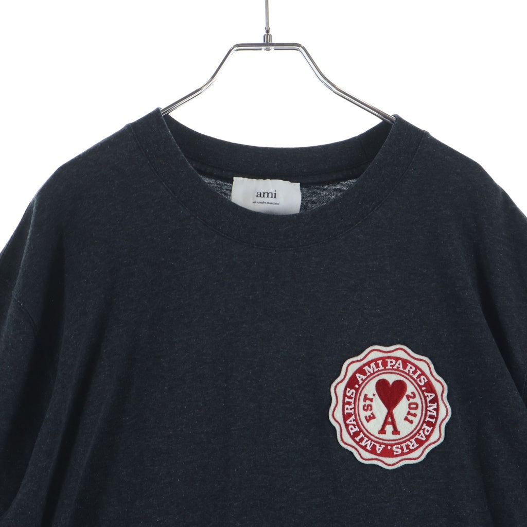 AMI Alexandre Mattiussi(アミアレクサンドルマテュッシ) T-Shirt ロゴ刺繍 半袖Tシャツ グレー UTS011.717