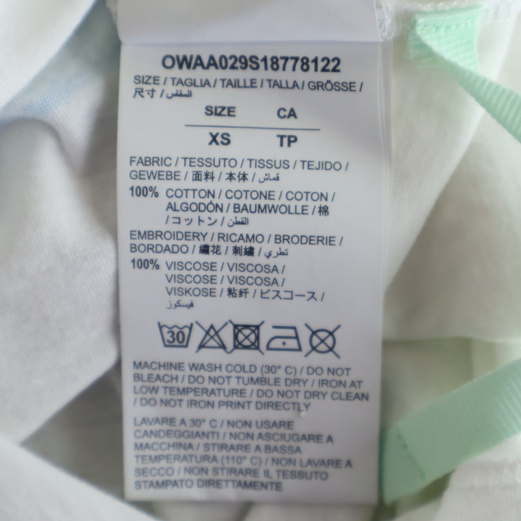 OFF-WHITE(オフホワイト) 18SS Tribute 1 New Oversize Tee ロゴ刺繍 半袖Tシャツ ホワイト OWAA029S18778122