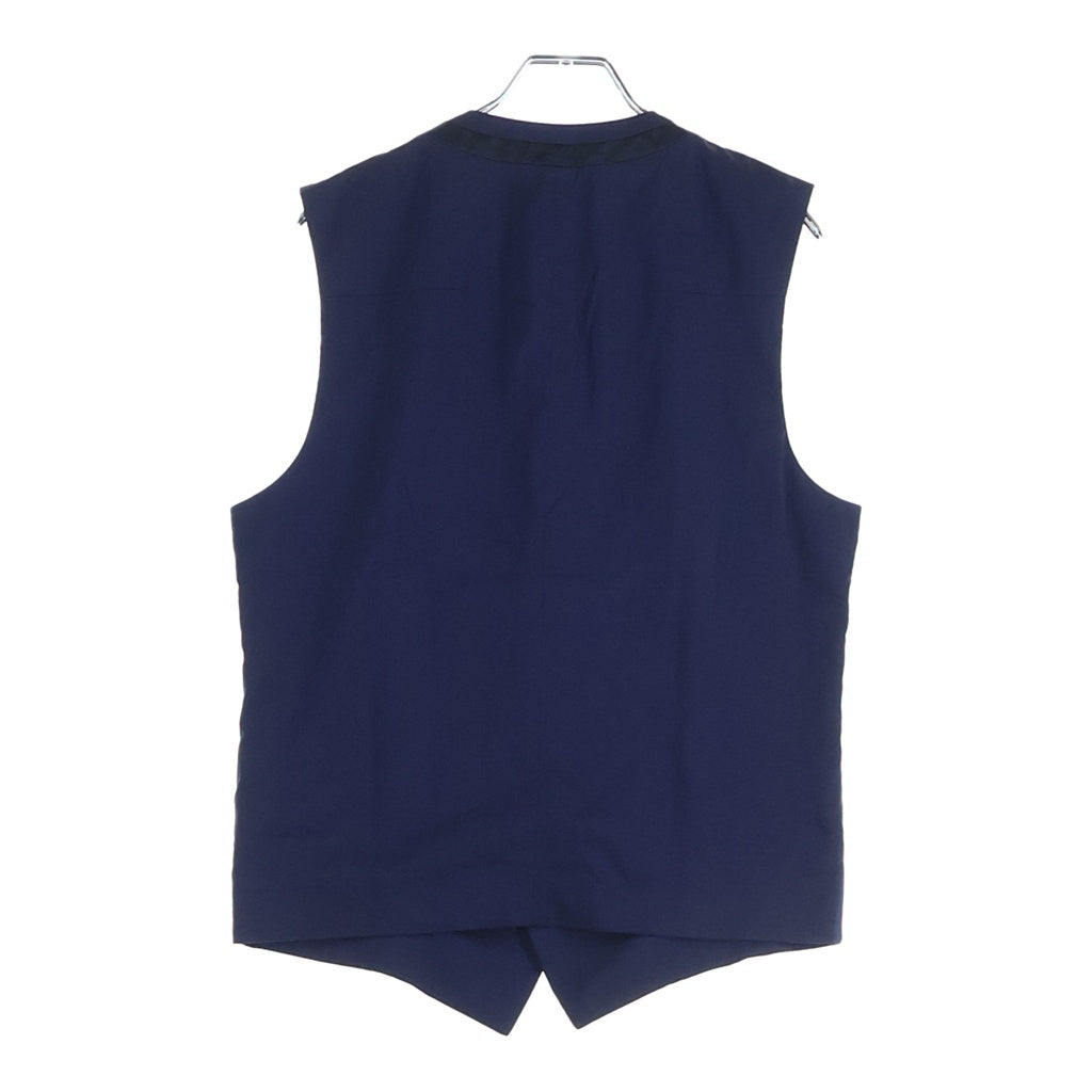 Dior HOMME(ディオールオム) 15SS サテンライン切替ノーカラー比翼ジレベスト ネイビー 563C604S3300