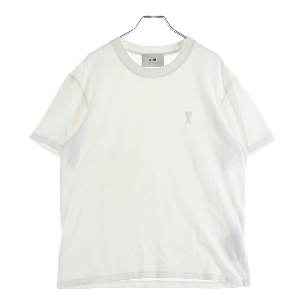 AMI Alexandre Mattiussi(アミアレクサンドルマテュッシ) T-Shirt ハートロゴ刺繍 半袖Tシャツ ホワイト UTS360.701