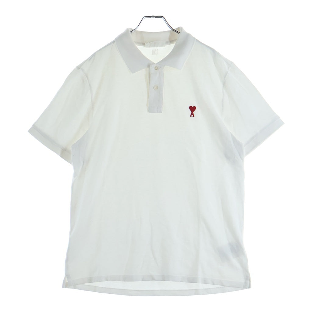 AMI Alexandre Mattiussi(アミアレクサンドルマテュッシ) Polo Shirt ハートロゴ刺繍 半袖ポロシャツ ホワイト BFHJ207.760