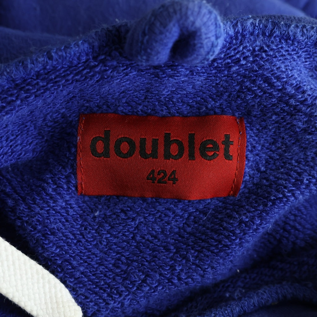 doublet(ダブレット) 17AW ×424 HOODED SWEATSHIRT 17AW424CS70-2 フォント プルオーバー フーディー パーカー ブルー