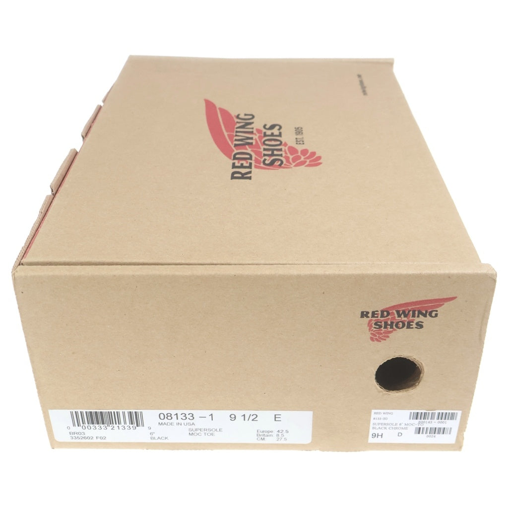 RED WING(レッド ウイング) 8133 SuperSole 6-inch Moc Black Chrome スーパーソール モックトゥ レザーブーツ ブラック US9.5/27.5cm