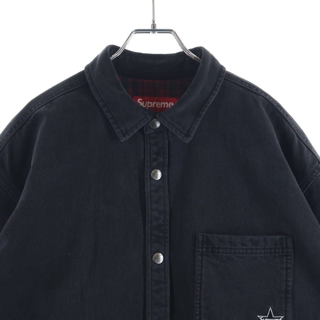 SUPREME(シュプリーム) 25AW Quilted Lined Denim Snap Shirt Black 裏地キルティング 長袖デニムシャツ ブラック