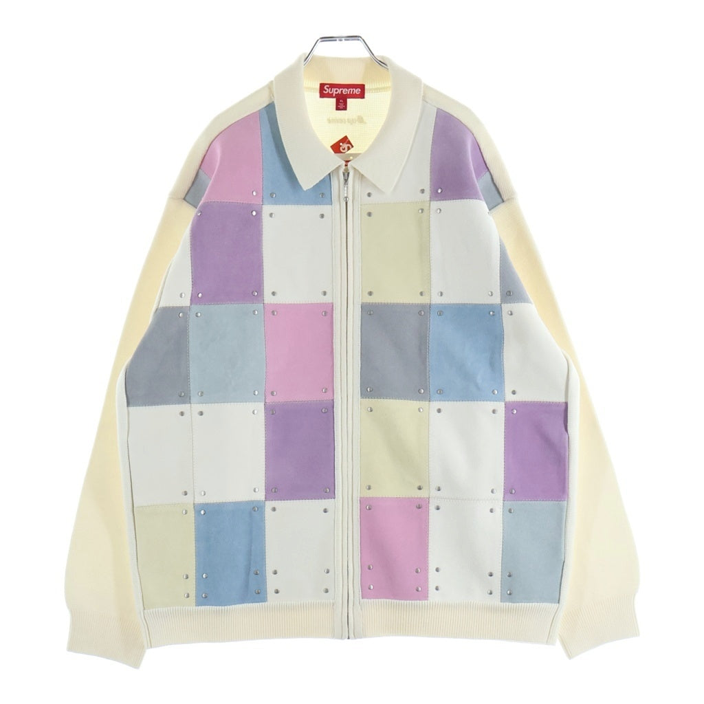 SUPREME(シュプリーム) 25AW Studded Suede Zip Up Cardigan Multicolor スタッズ スウェードジップアップ カーディガン アイボリー