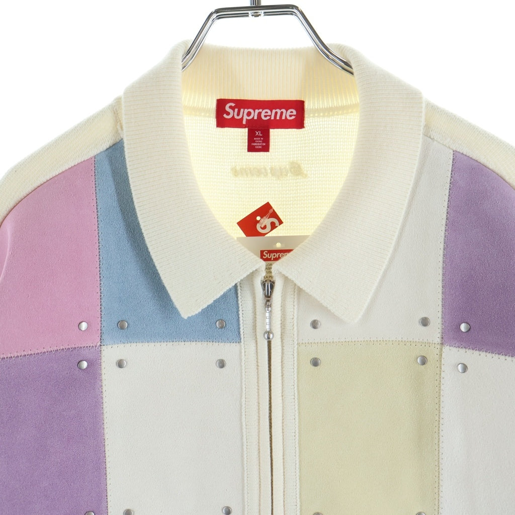 SUPREME(シュプリーム) 25AW Studded Suede Zip Up Cardigan Multicolor スタッズ スウェードジップアップ カーディガン アイボリー