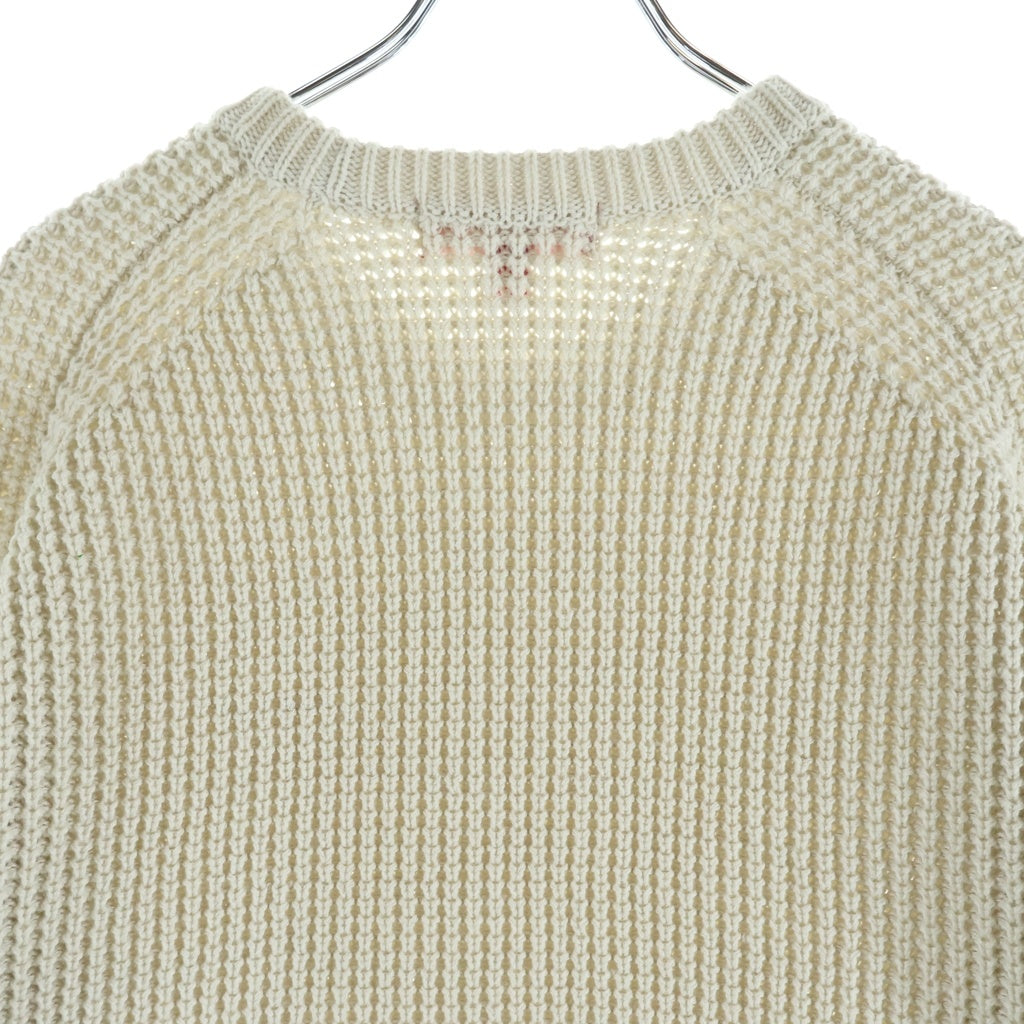 SUPREME(シュプリーム) 24AW Waffle Small Box Sweater Stone スモールボックスロゴ クルーネックワッフルニットセーター アイボリー