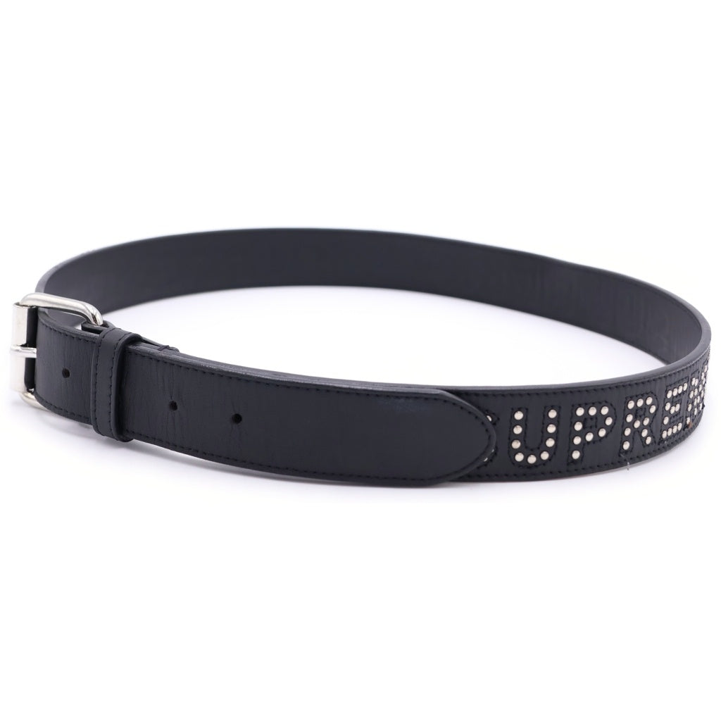 SUPREME(シュプリーム) 18SS Studded Logo Belt スタッズ レザーベルト ブラック