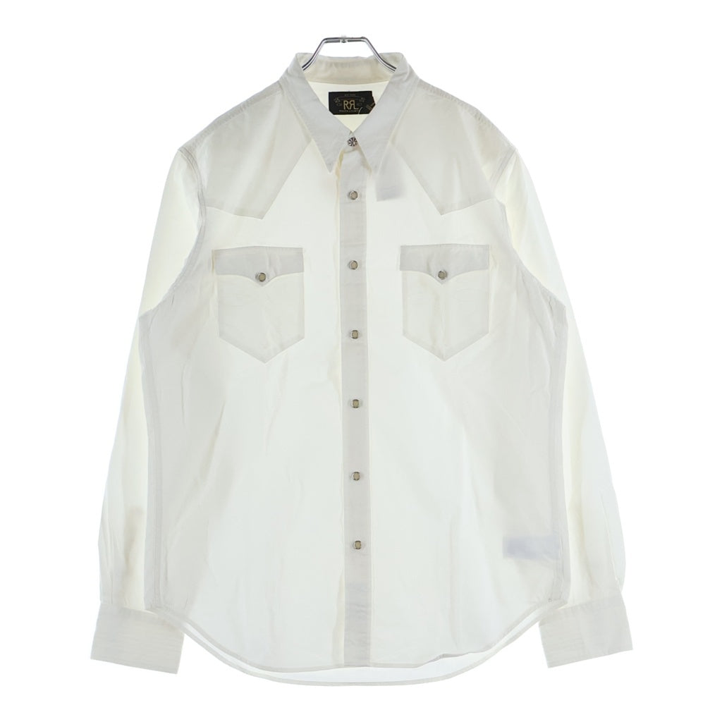 RRL(ダブルアールエル) Slim-Fit Poplin Western Shirt White スリムフィット 長袖ウェスタンシャツ ホワイト