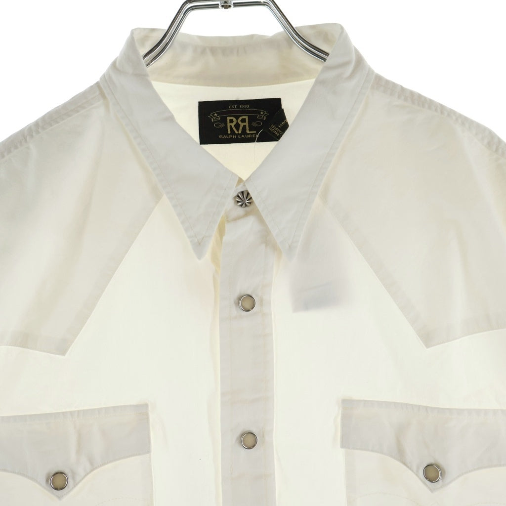 RRL(ダブルアールエル) Slim-Fit Poplin Western Shirt White スリムフィット 長袖ウェスタンシャツ ホワイト