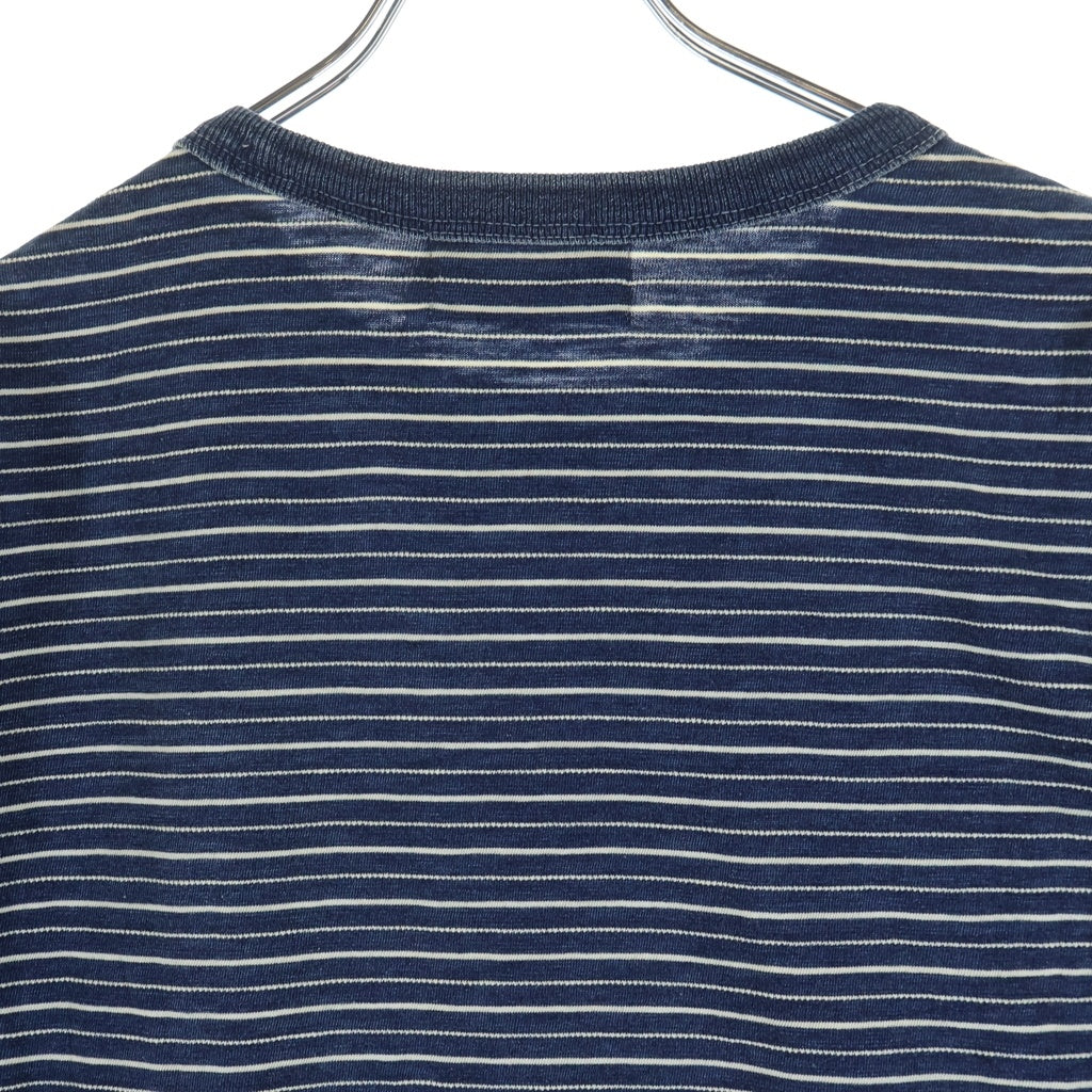 RRL(ダブルアールエル) Indigo Striped Jacquard Tee Indigo Multi インディゴ ストライプ ジャガード半袖Tシャツ ネイビー