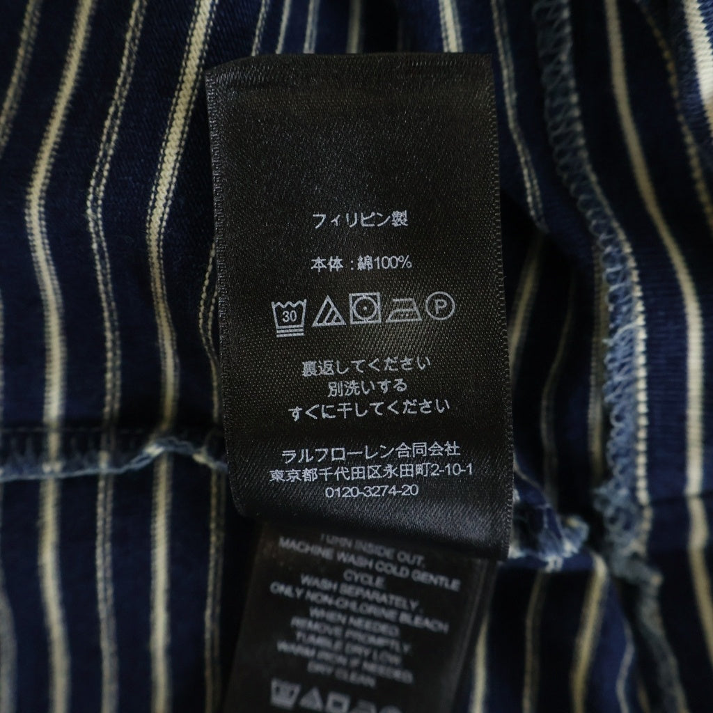 RRL(ダブルアールエル) Indigo Striped Jacquard Tee Indigo Multi インディゴ ストライプ ジャガード半袖Tシャツ ネイビー