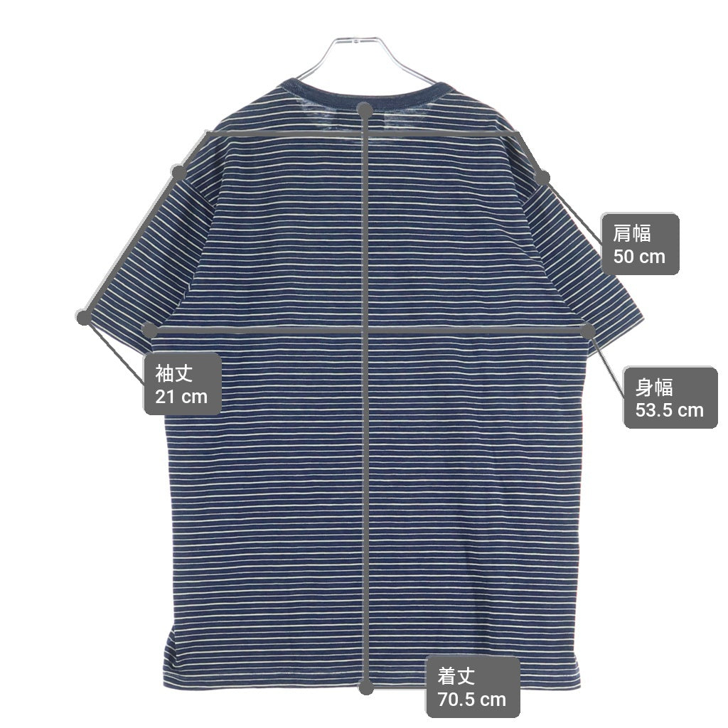 RRL(ダブルアールエル) Indigo Striped Jacquard Tee Indigo Multi インディゴ ストライプ ジャガード半袖Tシャツ ネイビー