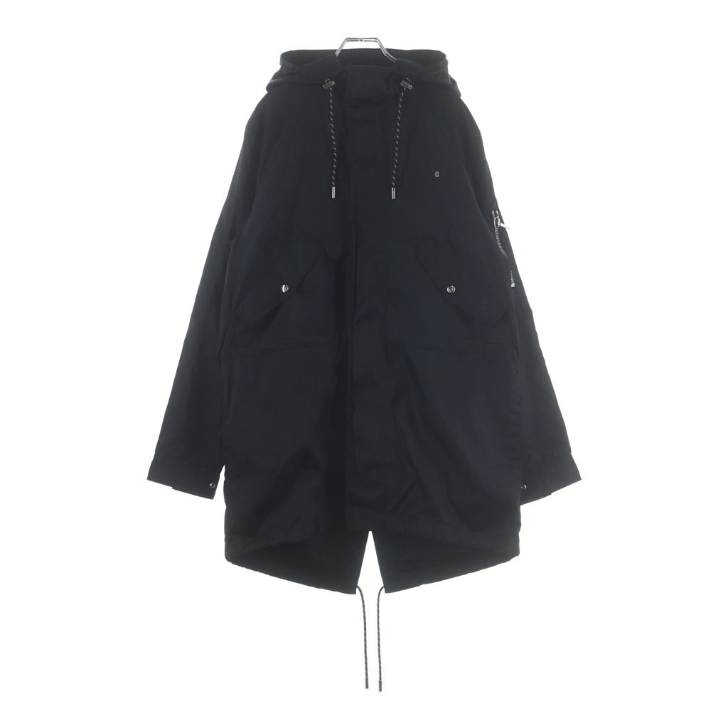 Dior HOMME(ディオールオム) 17AW Bee Nylon Hooded Coat ナイロンロングコート フーディー ブラック 733C302A3962