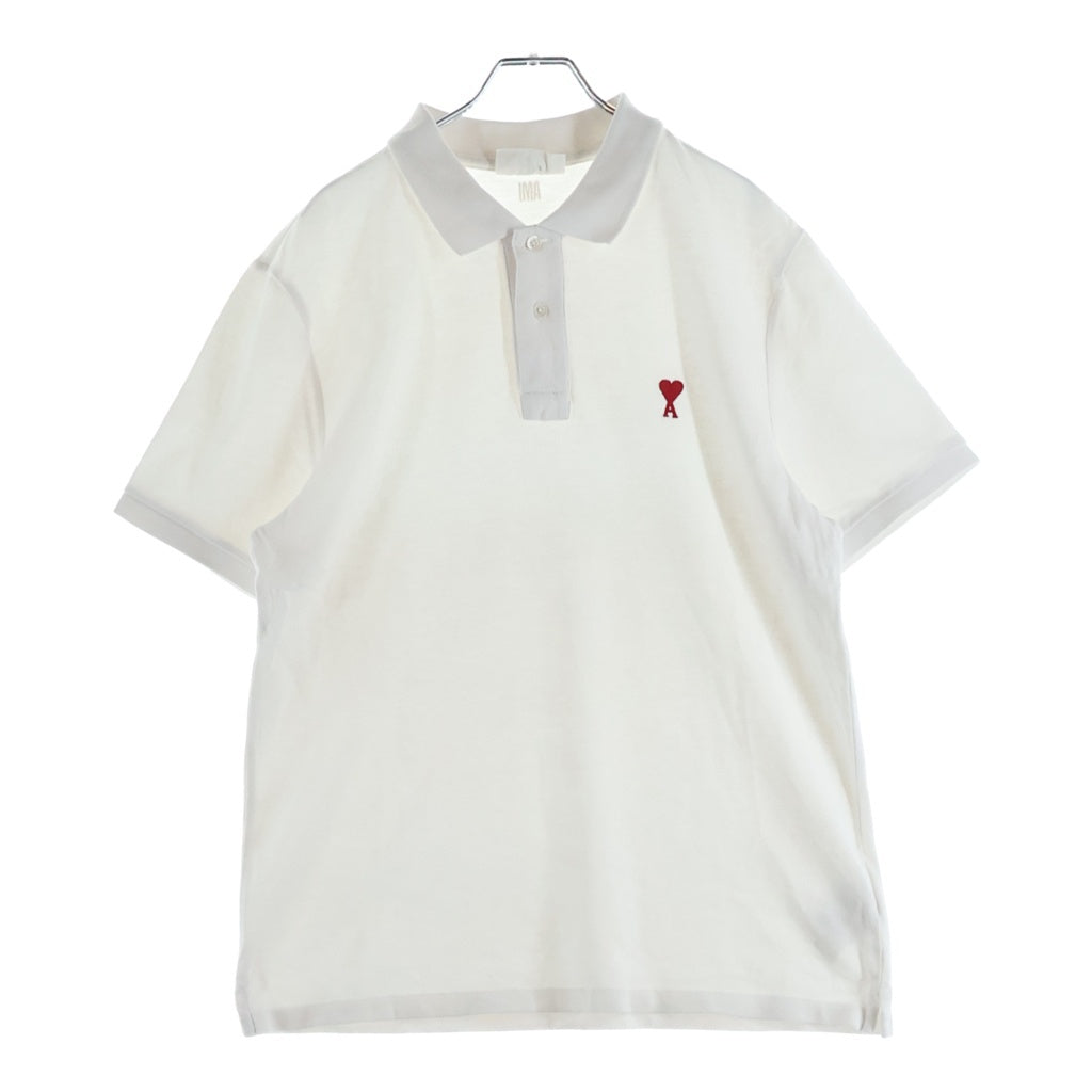 AMI Alexandre Mattiussi(アミアレクサンドルマテュッシ) Polo Shirt ハートロゴ 半袖ポロシャツ ホワイト BFHJ207.760