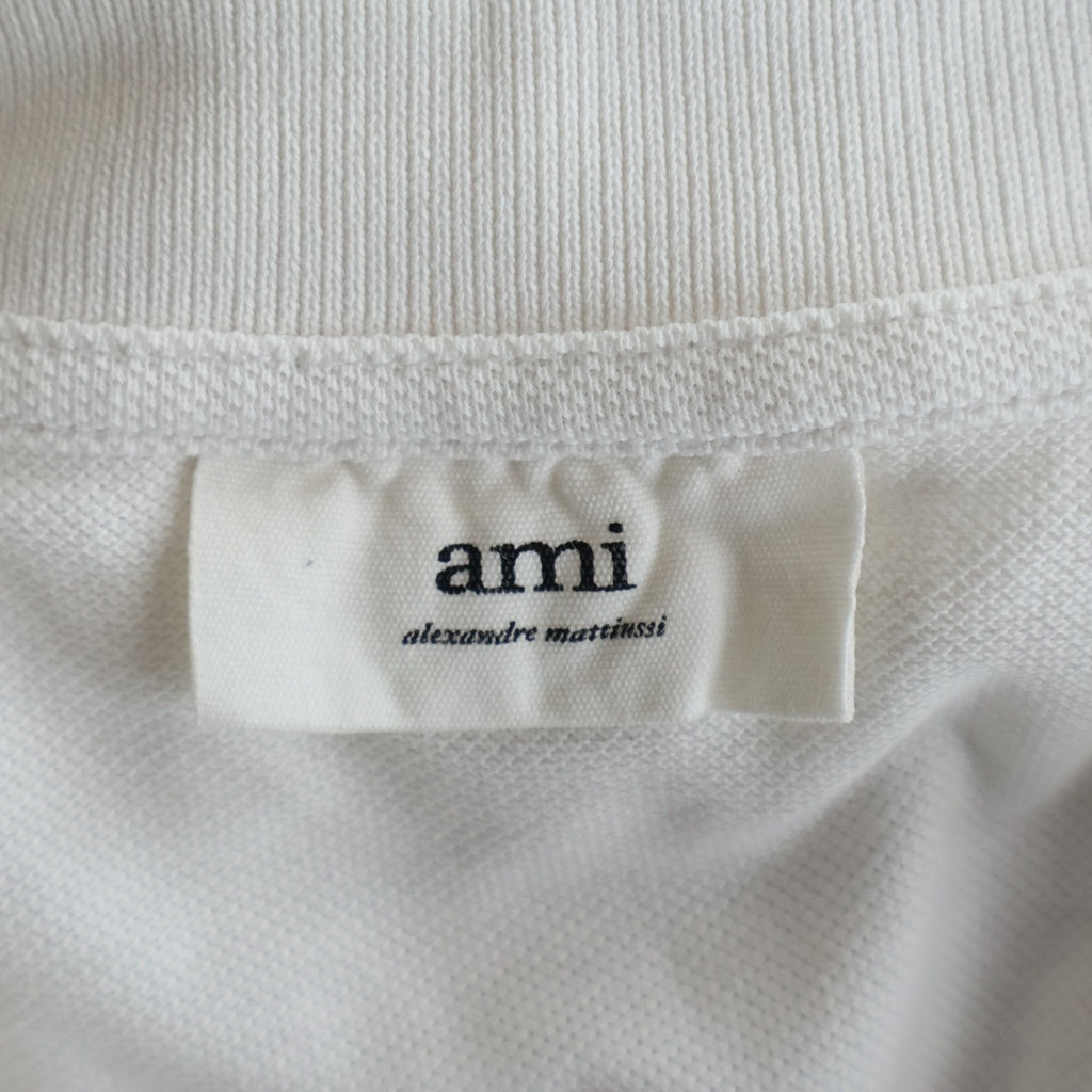 AMI Alexandre Mattiussi(アミアレクサンドルマテュッシ) Polo Shirt ハートロゴ 半袖ポロシャツ ホワイト BFHJ207.760