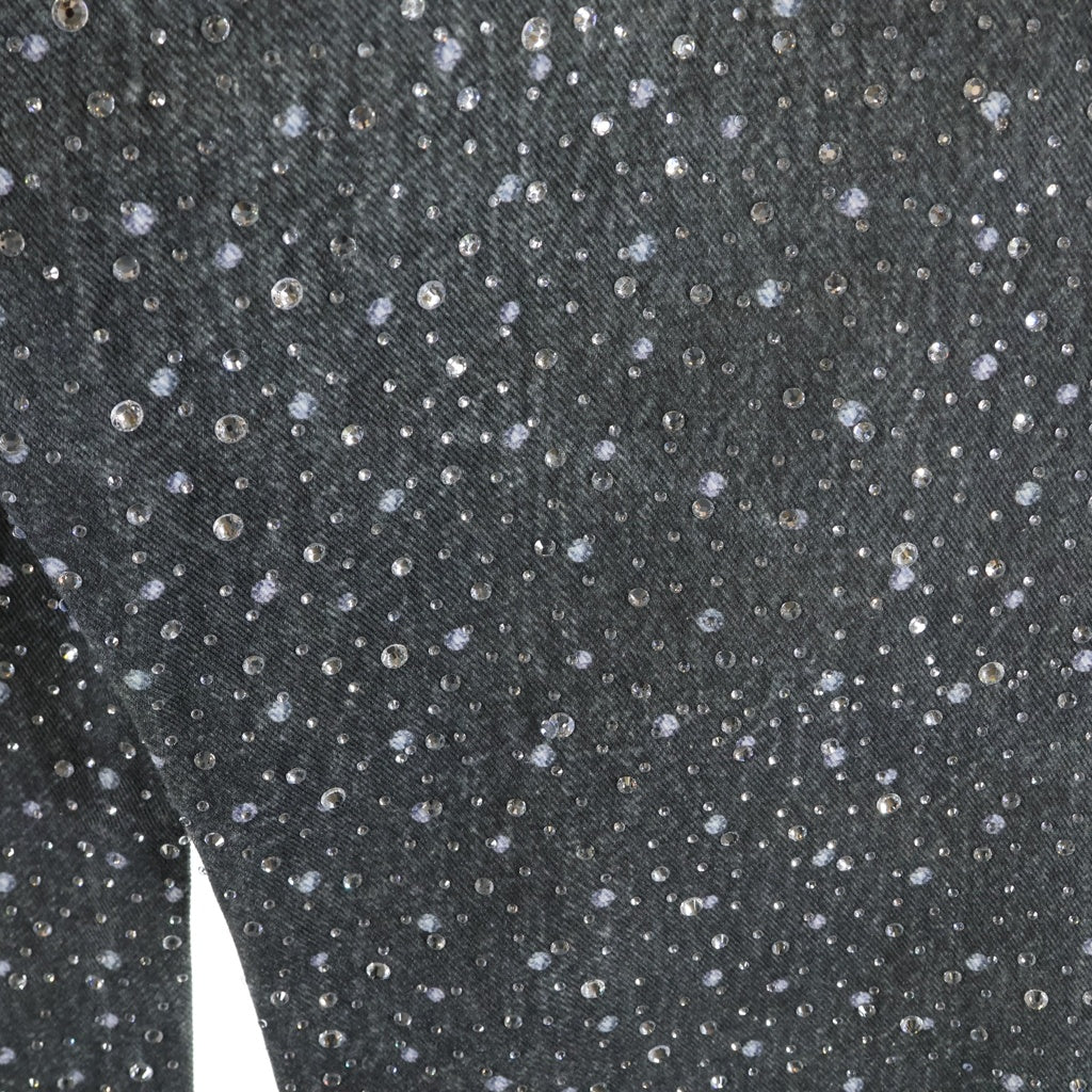 BIRTH OF ROYAL CHILD(バースオブロイヤルチャイルド) 3D Printing Washed 20k Swarovski Diamond Boro Denim ダメージ加工 ラインストーン装飾 デニムパンツ グレー